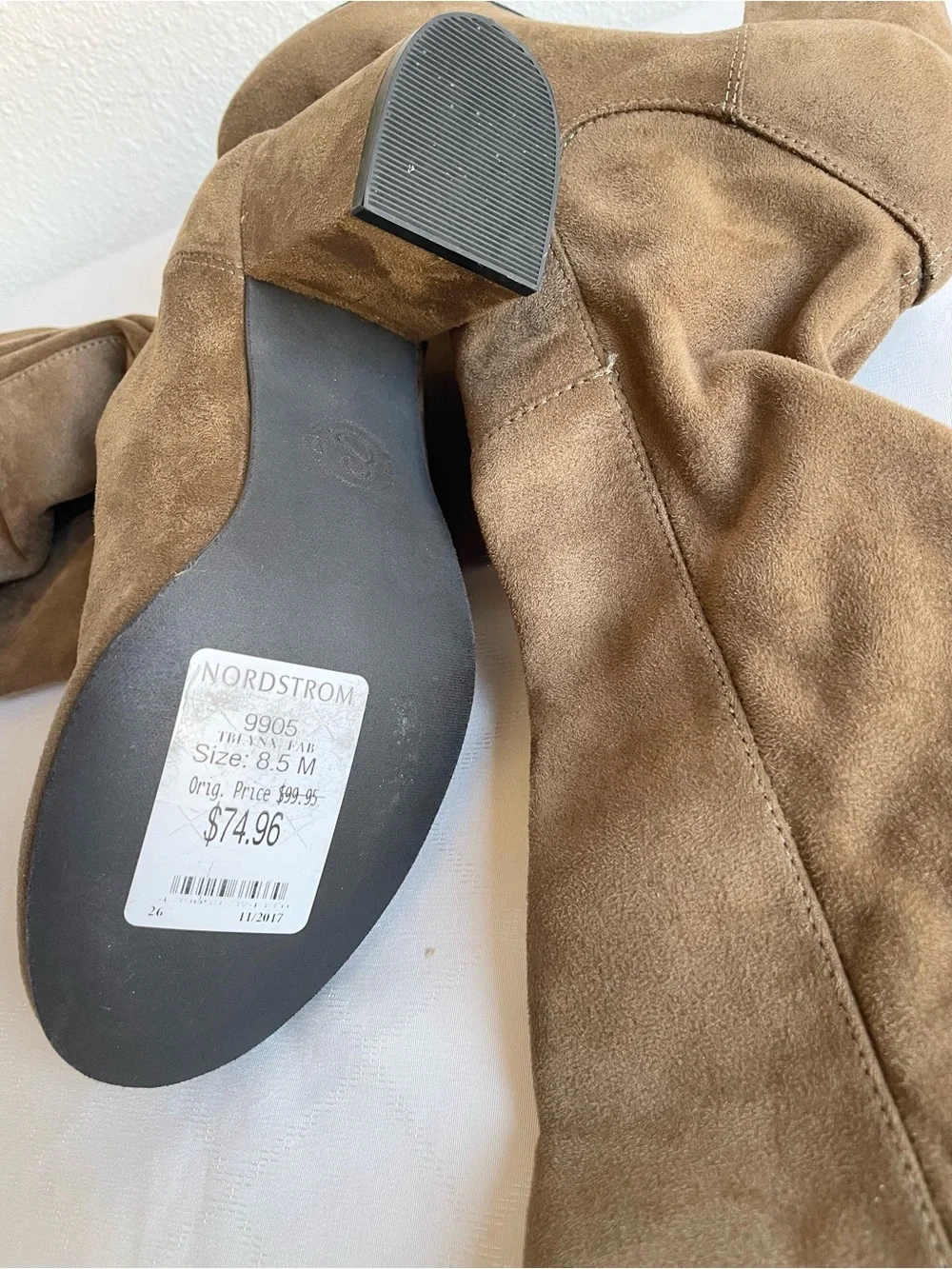 Nordstrom Over-the-Knee Suede Block Heel Boots - Taupe